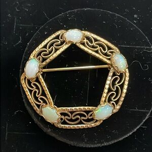 Vintage Gold Filled Opal "Circle" Brooch